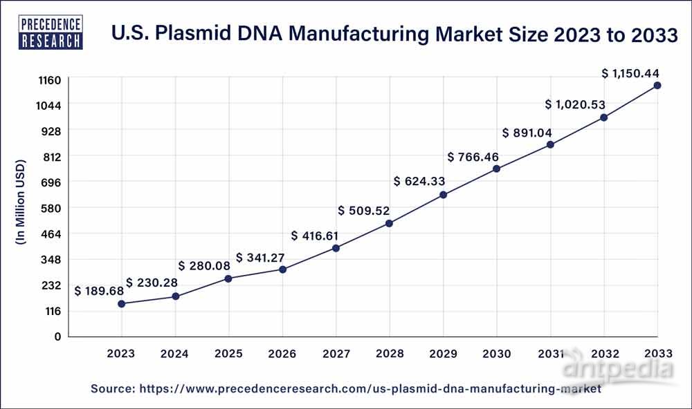 2024年至2033年美国质粒DNA制造市场规模